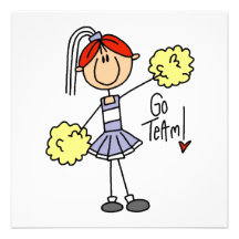 Purple Stick Figure Cheerleader t-shirts and Gifts Custom Invites