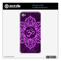 Purple Stone Floral Om Decals For The iPhone 4