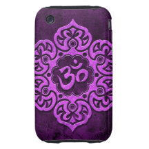 Purple Stone Floral Om iPhone 3 Tough Cover