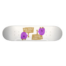 Purple stop global warming custom skateboard