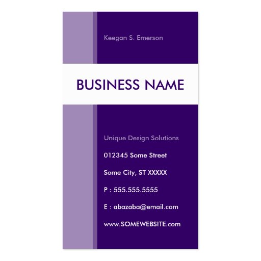 purple streamline business cards