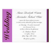Purple Stripe Chocolate Brown Wedding Invitations