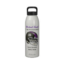 Purple Stripe Football Helmet Liberty Bottle Reusable Water Bottles