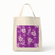 Purple Stripe Hibiscus Flower print bags