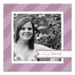 Purple Stripe Photo Graduation Announcement