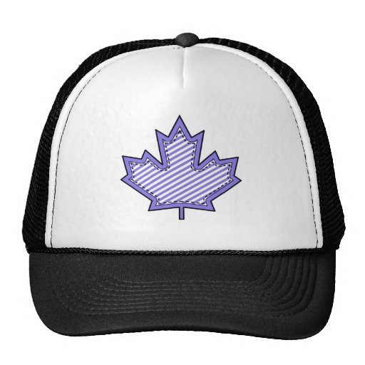 Purple Striped  Applique Stitched Maple Leaf Mesh Hats