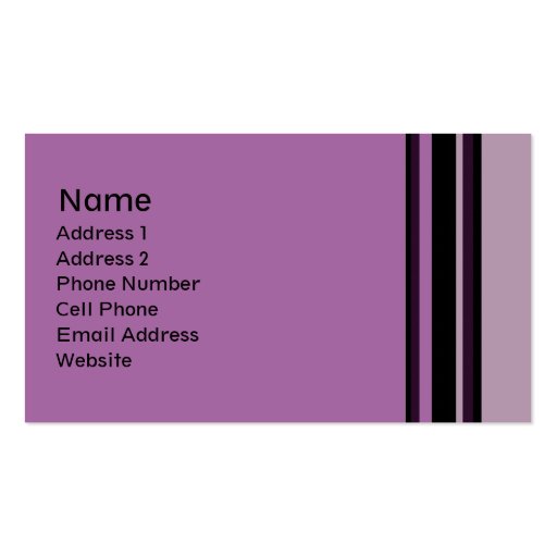 purple striped business cards (front side)