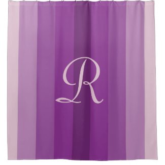 Purple Striped Shower Curtain Pale Purple Monogram