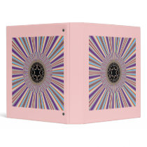 Purple Striped Sunburst Fractal 3 Ring Binder