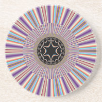 Purple Striped Sunburst Fractal Coaster