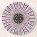 Purple Striped Sunburst Fractal Coaster