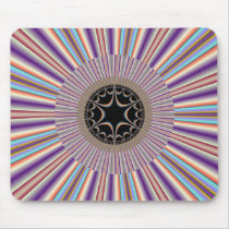 Purple Striped Sunburst Fractal Mousepad