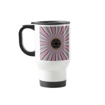 Purple Striped Sunburst Fractal Coffee Mugs