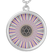 Purple Striped Sunburst Fractal Necklace