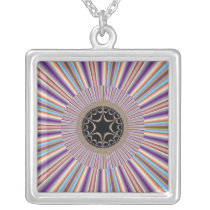 Purple Striped Sunburst Fractal Custom Jewelry