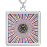 Purple Striped Sunburst Fractal Custom Jewelry