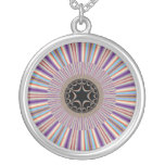 Purple Striped Sunburst Fractal Necklace