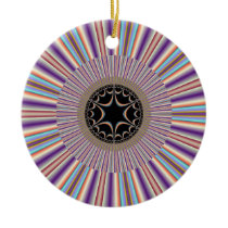 Purple Striped Sunburst Fractal Ornament