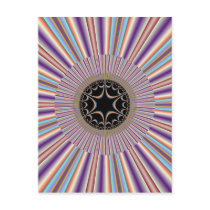 Purple Striped Sunburst Fractal Postcard