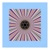 Purple Striped Sunburst Fractal Print