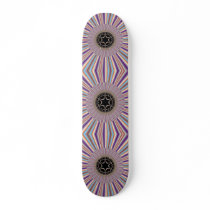 Purple Striped Sunburst Fractal Skate Board