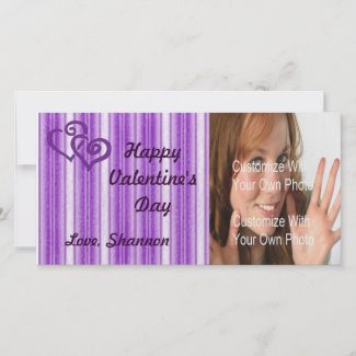 Purple Striped Valentine's Photo Card photocard