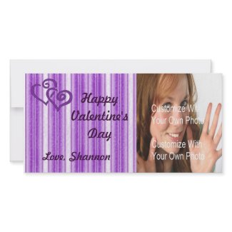 Purple Striped Valentine's Photo Card photocard