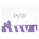 Purple Stripes and Bow Wedding RSVP Personalized Invitation