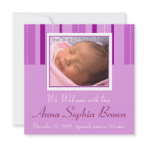 Purple Stripes Announcement invitations by myhome71 Purple Stripes Announcement invitations