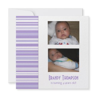 Purple Stripes Birthday Party Invitation invitation