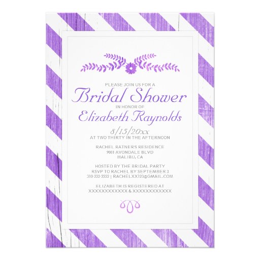 Purple Stripes Bridal Shower Invitations