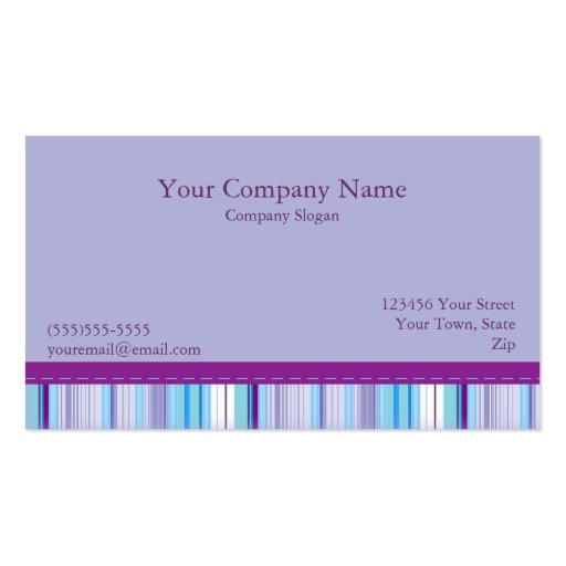 Purple Stripes Elegant Business Card Templates (back side)