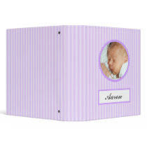 Purple Stripes New Baby Book Binder