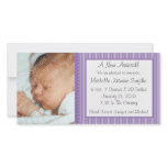 Purple Stripes New Baby Photo Card