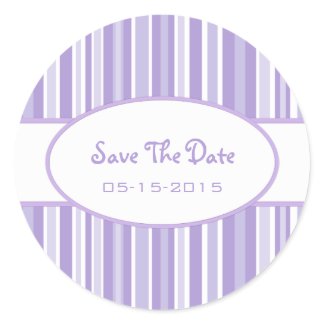 Purple Stripes Save The Date Stickers sticker