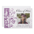 Purple Stunning Swirl Pic Graduation Announcement invitation