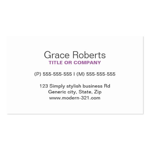 Purple stylish generic simple elegant personal business card (front side)