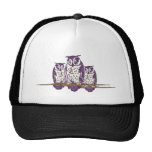 Purple Stylized Geometric Owl Family hats