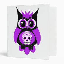 Purple Sugar Skull Owl Binder