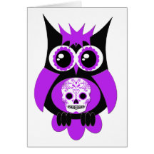 Purple Sugar Skull Owl Card