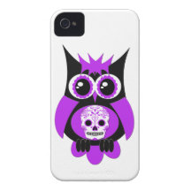 Purple Sugar Skull Owl Case iPhone 4 Case-Mate Cases