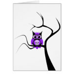 Purple Sugar Skull Owl in Tree Card