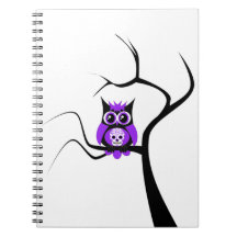 Purple Sugar Skull Owl in Tree Notebook