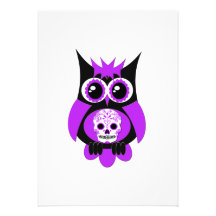 Purple Sugar Skull Owl Invitation