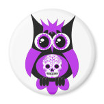 Purple Sugar Skull Owl Magnet magnets