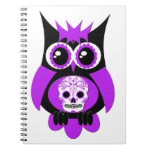 Purple Sugar Skull Owl Notebook