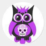 Purple Sugar Skull Owl Sticker