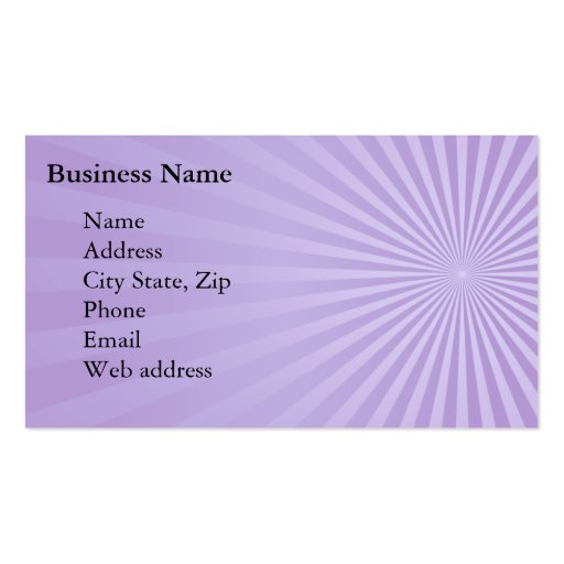 Purple Sunburst Business Card (front side)