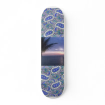 Purple Sunset Paisley blue Skateboard