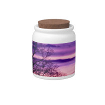 Purple Sunset Tree Silhouette candy jar candy jars
